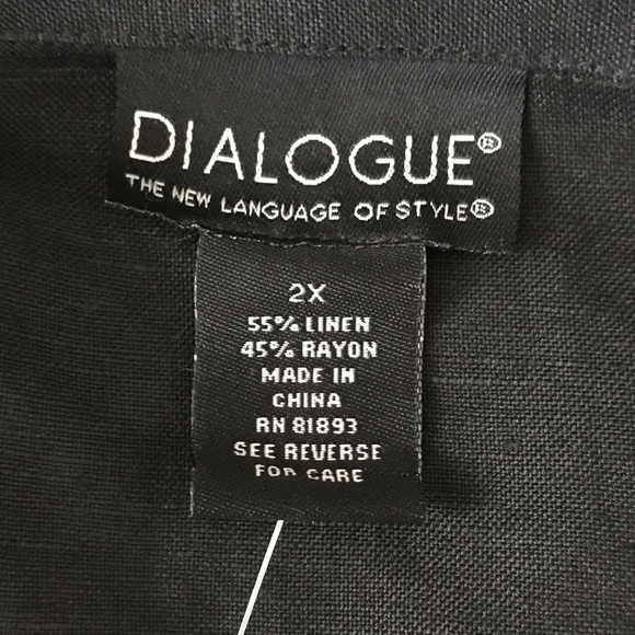 DIALOGUE Linen Rayon Tunic Button Down Blouse Black Women’s Plus Size 2X NWT 3X - Picture 8 of 16